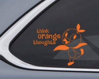 Think Orange Thoughts Orange Bird Decal - Inspired by Disney World Adventureland Florida - Custom Vinyl Decal - Choose Wording & Color