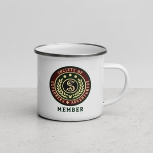 Gesellschaft der Entdecker und Abenteurer Mitglied - Emaille Tasse - Kaffee Tee Suppe - Metall Camp Tasse - SEA - Adventureland - Jungle Skippers Canteen