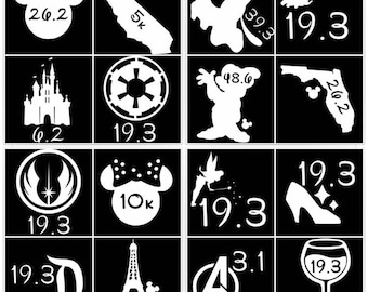 Disney Running Distance Run Decal - 35 designs available inspired by runDisney races - Custom Vinyl Decal