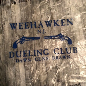 IRON-ON Weehawken Dueling Club NJ Alexander Hamilton Musical Lyrics Inspired Diy Do It Yourself Heat Transfer Only-Place on Own Garment