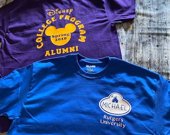 UNISEX College Program Alumni Name Tag and Year Inspired Crew Neck T-shirt - Inspired by Disney World Disneyland - Multiple Options