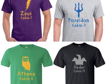 Camp Half Blood Shirts With Cabin Logo / Percy Jackson / 