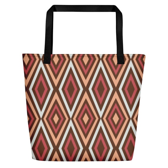 Polynesian Resort Geometric Large Tote Bag W/ Pocket Park | Etsy