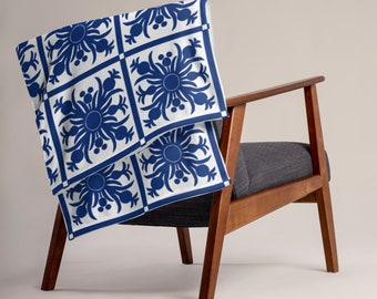 Blue Hawaiian Printed Throw Blanket - 50 x 60 inch  - Quilt Graphic - Inspired by Hawaii Aulani - Disney Vacation Club - Moana Adventureland