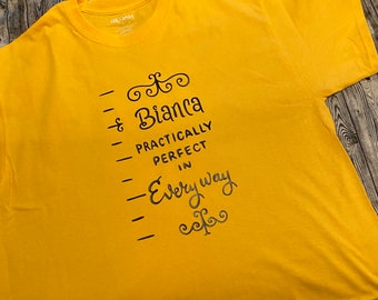 CUSTOM NAME Practically Perfect in Every Way Shirt Tshirt - Inspired by Mary Poppins Tape Measure - Choose From Many Sizes