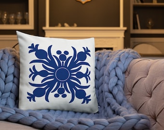 Blue Hawaiian Pineapple Quilt Printed Premium Throw Pillow - Couch Sofa - Inspired by Aulani Hawaii Disney Vacation Club - 3 Different Sizes
