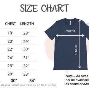 Puede incluir: Tabla de tallas para una camiseta con medidas en pulgadas para el pecho y la longitud. Las tallas van de la S a la 4XL.  Nota: Es posible que no todas las tallas est&eacute;n disponibles en todos los colores o dise&ntilde;os.