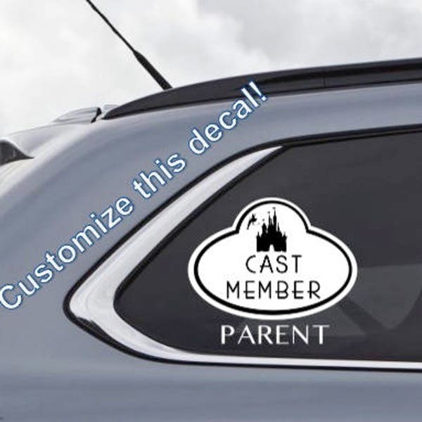 Cast Member CM Name Tag Disney-Inspired Decal with Custom Wording - Custom Vinyl Decal