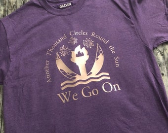 UNISEX We Go On Inspired by Disney World Epcot Illuminations Reflections of Earth Fireworks Show Crew Neck Tshirt - Multiple Size & Colors