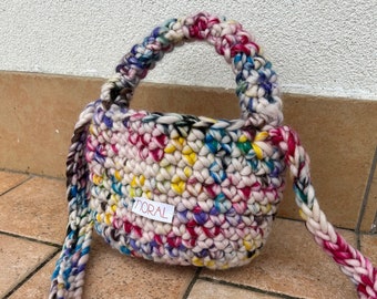 Borsa a uncinetto in Lana grossa Wooly Bag|borsa a uncinetto colorata|mini bag a uncinetto|borsa in lana  fatta a mano a uncinetto