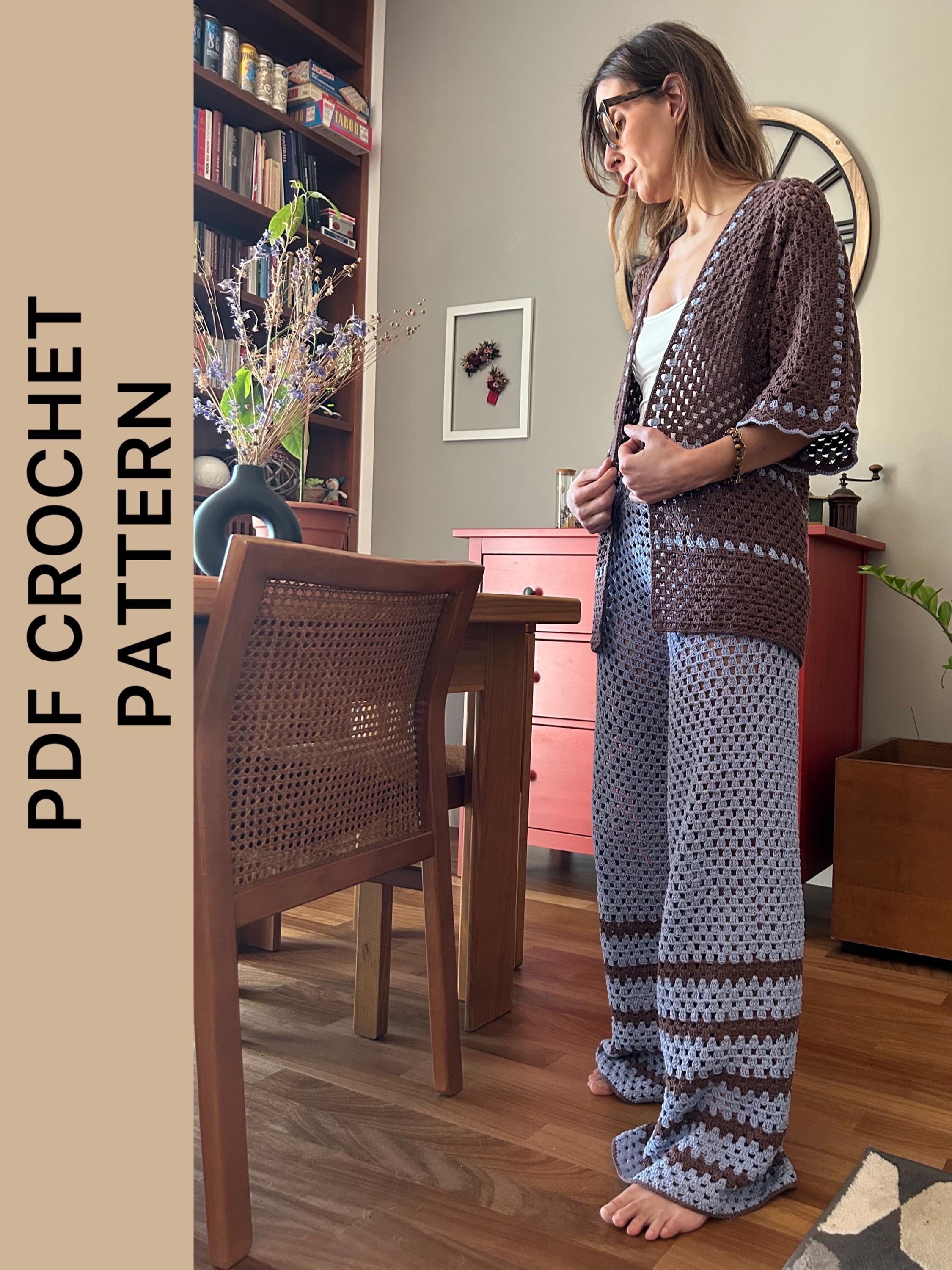 Crochet Isabella set PDF pattern in english- shirt and pants granny stitch, hexagon cardigan, seamless, crochet summer outfit