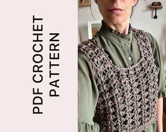 Patrón de camiseta de crochet Adelaide (ENG) | Descarga digital | Patrón de top de encaje de crochet | Tutorial de crochet DIY