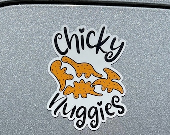 Chicky Nuggies Magnet - Dino Chicken Nuggets Magnet - Funny Dinosaur Food magnet for cars, fridges, and lockers.