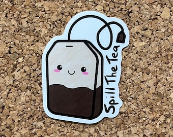 Kawaii Tea Bag Spill The Tea Sticker