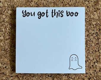 You Got This Boo Reminder Sticky Note Stationery, Ghost Post It, Kawaii Mental Health Cute and Encouraging Memo Pad Stationary