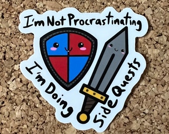 I’m Not Procrastinating I’m Doing Side Quests Sticker - Kawaii Gaming Sticker Gamer Gift