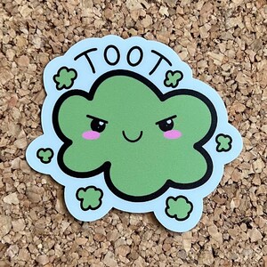 Toot Sticker - Funny Sticker - Kawaii Fart Sticker for Laptop, Water Bottle, & Journals