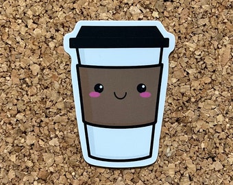 Kawaii Coffee Cup Sticker - Happy Coffee Sticker