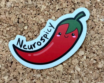 Funny Kawaii Neurospicy Hot Pepper Sticker Neurodivergent Gift | Weatherproof