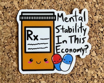 Mental Stability Medication Bottle Sticker - Kawaii Mental Health