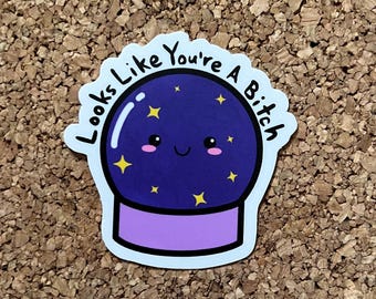 Looks Like Your A Bitch  Crystal Ball Mystical Sticker – Occult Humor, Witchy Vibes