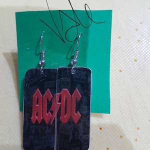 Earrings AC/DC logo red