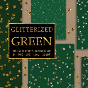 Glitterized Green, Digital Papers, Seamless, Textures, Backgrounds, Scrapbooking, Clipart, Personal and Commercial Use
