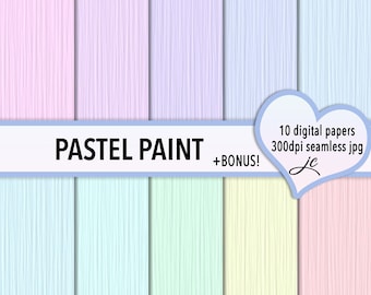 Pastel Paint Digital Papers + BONUS Photoshop Pattern File, Seamless, Textures, Backgrounds, Clipart, Personal & Commercial Use