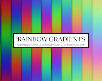 Rainbow Gradient Digital Papers, Rainbow Paper, Rainbow Backgrounds, Rainbow Textures, Seamless, Clipart, Personal & Commercial Use