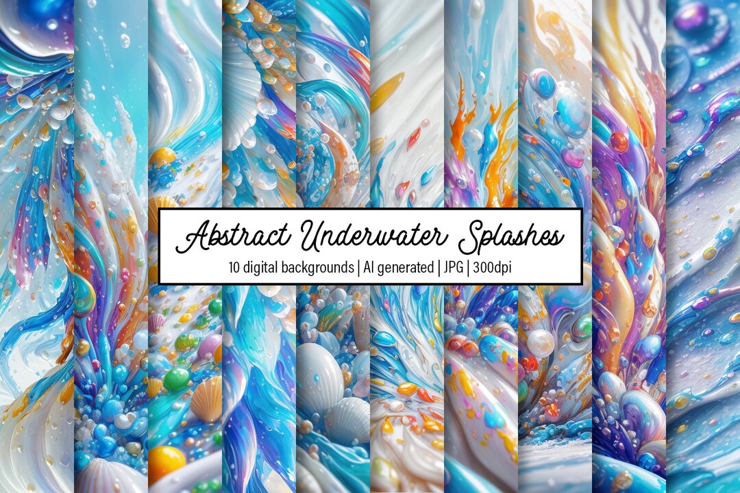Underwater Splashes Digital Paper: Abstract Mermaid Backgrounds ...