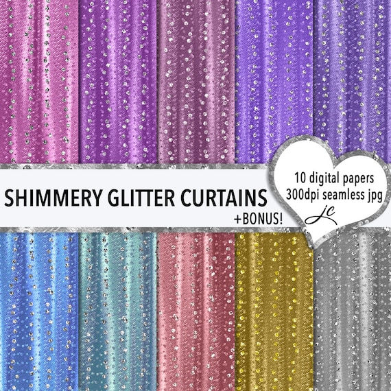 Shimmery Glitter Curtains Digital Papers Bonus Pattern Etsy