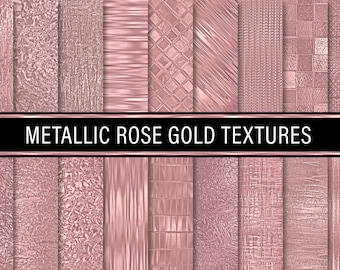 Metallic Rose Gold Textures Digital Papers, Seamless, Backgrounds, Clipart, Scrapbooking, Personal and Commercial Use