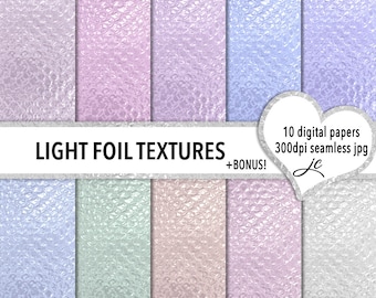 Light Foils Digital Papers + BONUS Photoshop Pattern Files, Seamless, Textures, Scrapbooking, Backgrounds, Personal & Commercial Use