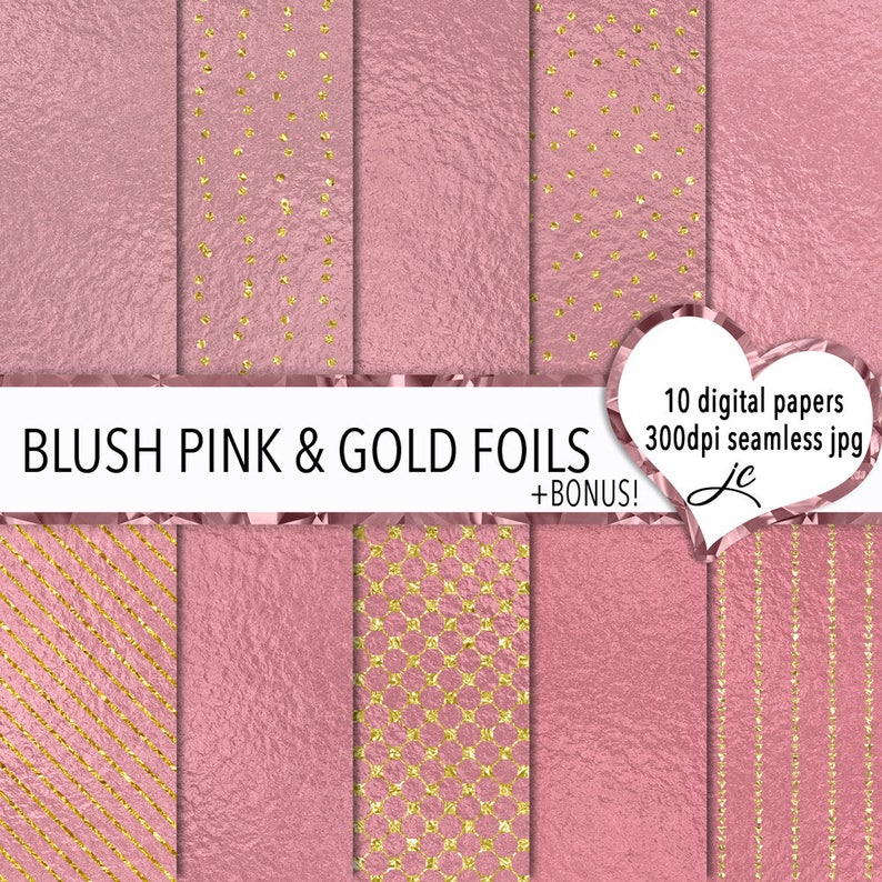 Blush Pink & Gold Foil Textures: Seamless Digital Paper (JPG + .pat) - Etsy