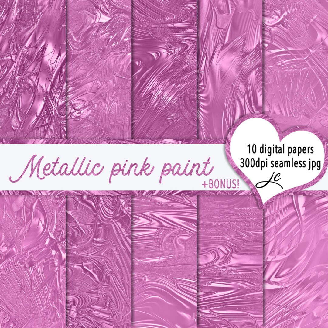 Metallic Pink Paint Digital Papers BONUS Pattern Files Etsy