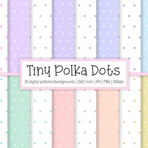 Tiny Polka Dots Digital Papers, Patterns, Backgrounds, Seamless, Clipart, Personal and Commercial Use