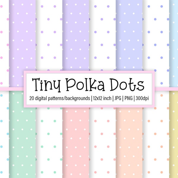 Tiny Polka Dots Digital Papers, Patterns, Backgrounds, Seamless, Clipart, Personal and Commercial Use