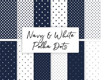 Digitaal marineblauw polkadotpapier: naadloze patronen (PNG, JPG)