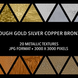 Rough Gold Silver Copper Bronze Digital Papers + BONUS Pattern Files, Seamless, Textures, Backgrounds, Clipart, Personal & Commercial Use