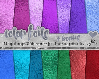 Color Foil Textures: Seamless Digital Paper, Photoshop Patterns (Digital Download)