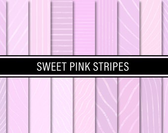 Sweet Pink Stripes Digital Papers, Seamless, Textures, Backgrounds, Scrapbooking, Clipart, Personal and Commercial Use