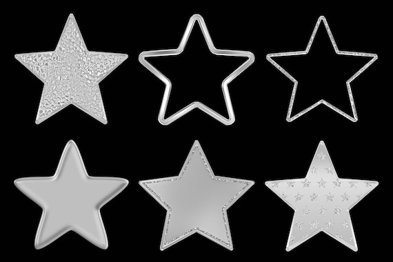 Embossed Silver Stars Clipart Set: Scrapbooking Graphics (PNG) - Etsy