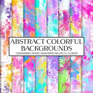 Abstract Colorful Backgrounds, Textures, Digital Papers, Sublimation, Scrapbooking, Clipart, Personal and Commercial Use