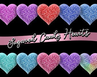 Sugared Candy Hearts Clipart Set, PNG, Transparent Backgrounds, Scrapbooking, Card Making, Collage Making, Personal and Commercial Use