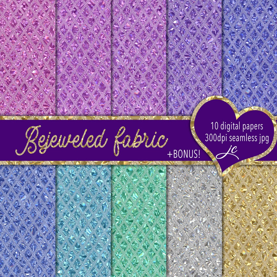 Bejeweled Fabric Digital Papers BONUS Photoshop Pattern Files, Seamless ...
