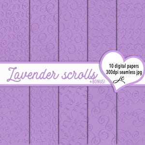 Lavender Scroll Digital Paper Textures: Seamless Backgrounds (Digital Download)