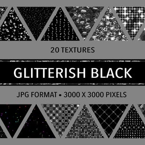 Glitterish Black Digital Papers, Seamless, Textures, Backgrounds, Scrapbooking, Clipart, Personal and Commercial Use
