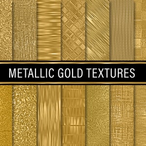 Metallic Gold Textures Digital Papers, Seamless, Backgrounds, Clipart, Scrapbooking, Personal and Commercial Use