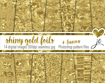 Shiny Gold Foil Textures: Seamless Digital Paper (Photoshop Pattern)