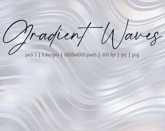 Gradient Waves - Pack 3, Digital Papers, Backgrounds, Textures, Scrapbooking, Clipart, Personal and Commercial Use